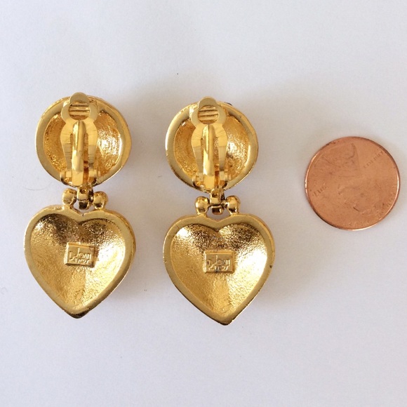 Vintage Joan Rivers Crystal Heart Earrings - Picture 6 of 8